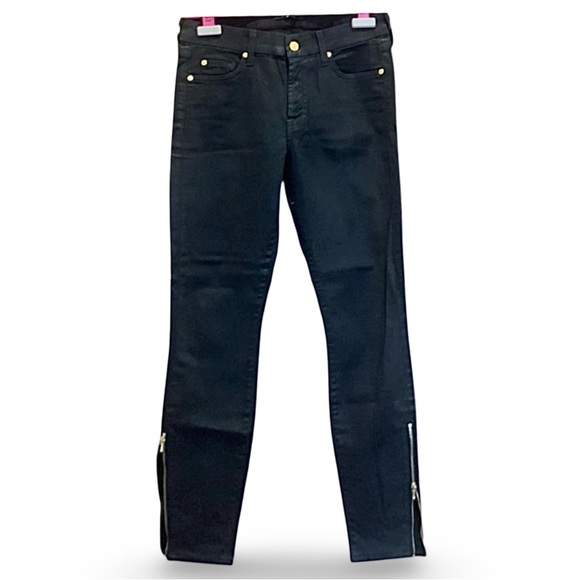 7 for all mankind black coated stretch jeans with zipper detail at ankle… - Picture 7 of 7